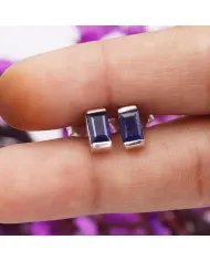 Blue Sapphire Stud Earrings - 925 Sterling Silver Jewelry