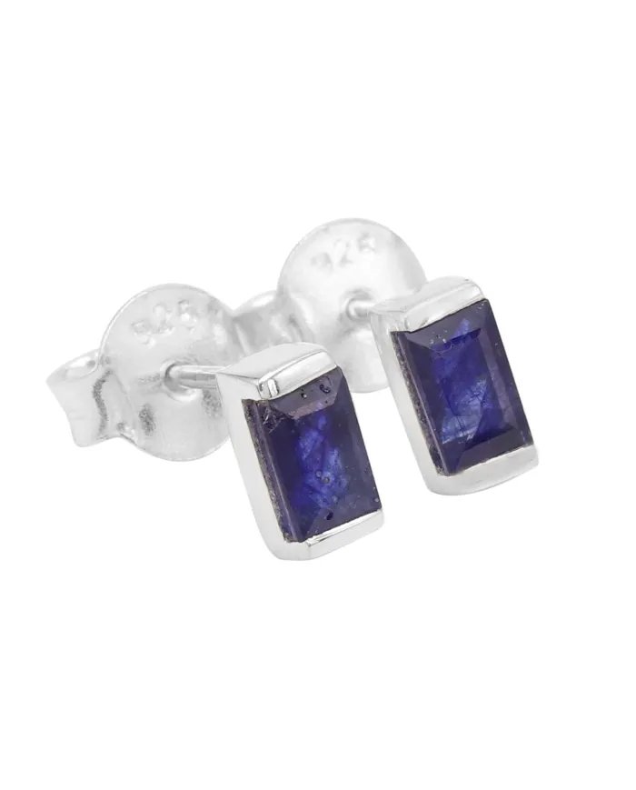 Blue Sapphire Stud Earrings - 925 Sterling Silver Jewelry