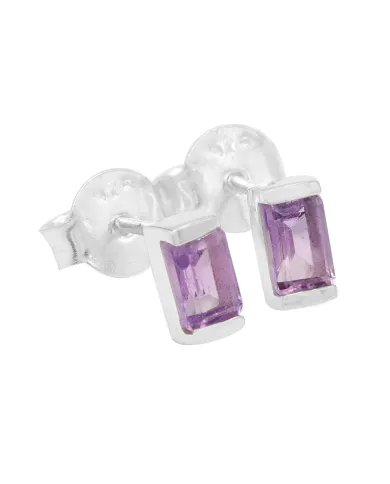 Amethyst Stud Earrings - 925 Sterling Silver Jewelry