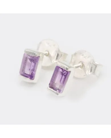 Amethyst Stud Earrings - 925 Sterling Silver Jewelry