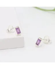 Amethyst Stud Earrings - 925 Sterling Silver Jewelry