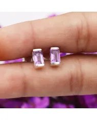 Amethyst Stud Earrings - 925 Sterling Silver Jewelry