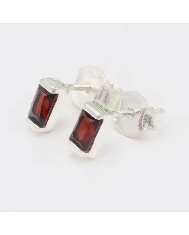 Garnet Stud Earrings - 925 Sterling Silver Jewelry