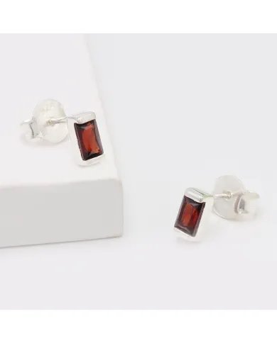 Garnet Stud Earrings - 925 Sterling Silver Jewelry