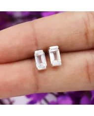 Crystal Stud Earrings - 925 Sterling Silver Jewelry