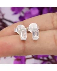 Crystal Stud Earrings - 925 Sterling Silver Jewelry