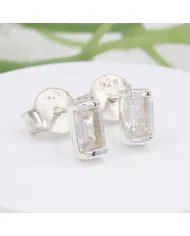 Crystal Stud Earrings - 925 Sterling Silver Jewelry