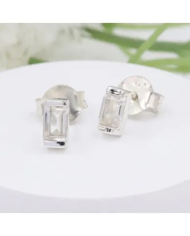 Crystal Stud Earrings - 925 Sterling Silver Jewelry