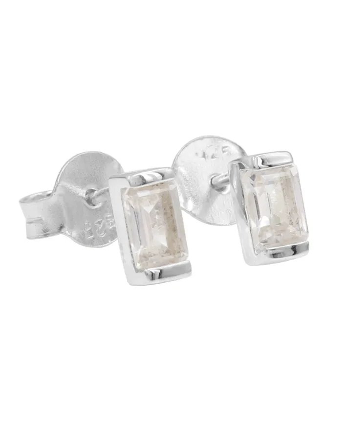 Crystal Stud Earrings - 925 Sterling Silver Jewelry