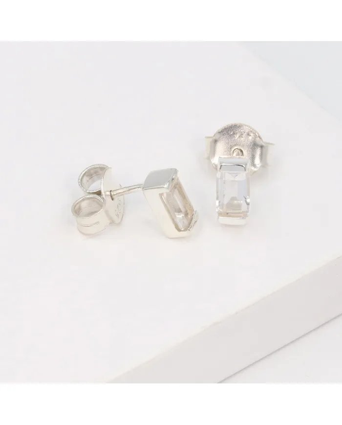Crystal Stud Earrings - 925 Sterling Silver Jewelry