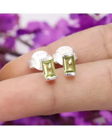 Peridot Stud Earrings - 925 Sterling Silver Jewelry