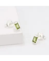 Peridot Stud Earrings - 925 Sterling Silver Jewelry