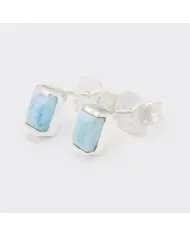 Larimar Stud Earrings - 925 Sterling Silver Jewelry