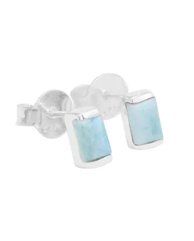 Larimar Stud Earrings - 925 Sterling Silver Jewelry