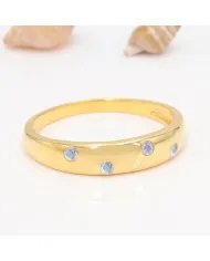 Rainbow Moonstone Eternity Band Ring - Handmade Gold Plated Silver Jewelry