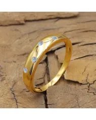 Rainbow Moonstone Eternity Band Ring - Handmade Gold Plated Silver Jewelry