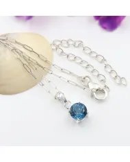 London Blue Topaz Pendant - Handmade 925 Sterling Silver Jewelry