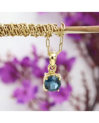 London Blue Topaz Pendant - Gold Plated 925 Sterling Silver Jewelry