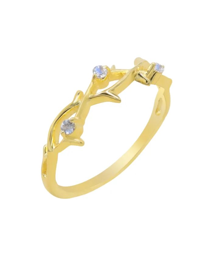 Rainbow Moonstone Ring - 925 Sterling Silver Gold Plated Modern Jewelry