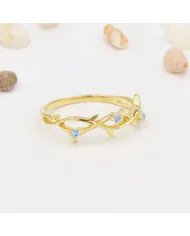 Rainbow Moonstone Ring - 925 Sterling Silver Gold Plated Modern Jewelry