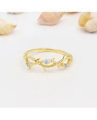 Rainbow Moonstone Ring - 925 Sterling Silver Gold Plated Modern Jewelry
