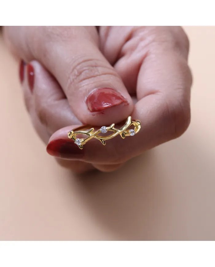 Swarovski Crystal Ring - 925 Sterling Silver Gold Plated Elegant Jewelry