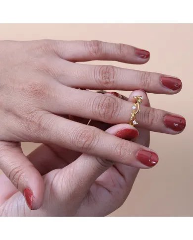 Swarovski Crystal Ring - 925 Sterling Silver Gold Plated Elegant Jewelry