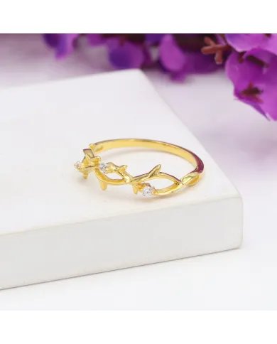 Swarovski Crystal Ring - 925 Sterling Silver Gold Plated Elegant Jewelry