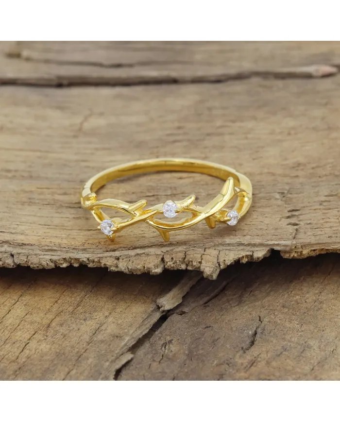 Swarovski Crystal Ring - 925 Sterling Silver Gold Plated Elegant Jewelry