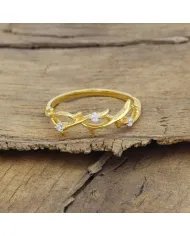 Swarovski Crystal Ring - 925 Sterling Silver Gold Plated Elegant Jewelry