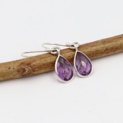 Tear Drop Earrings, Amethyst Earrings, Dangle Earrings, Silver Earrings, Statement Earrings, Ear Wire Earrings, Dainty Earrings