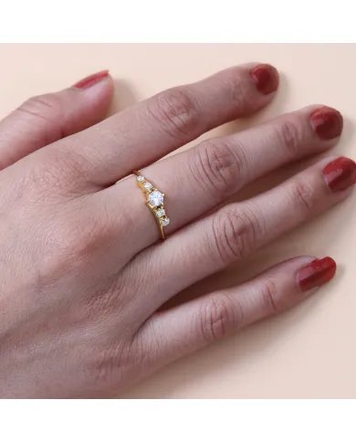 Sparkling Swarovski Crystal Ring – 925 Sterling Silver, Gold-Plated