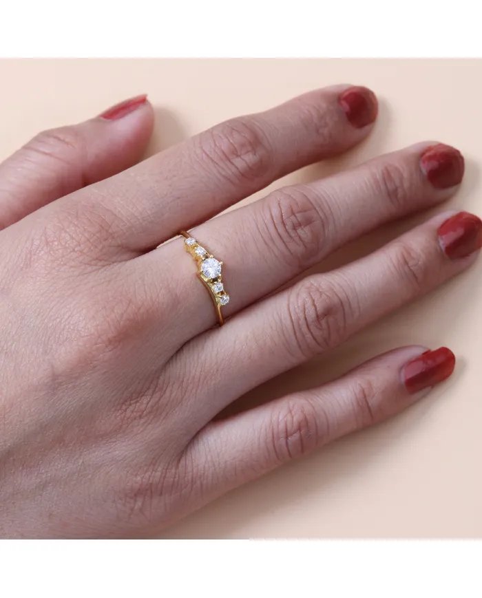 Sparkling Swarovski Crystal Ring – 925 Sterling Silver, Gold-Plated