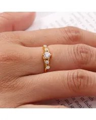 Sparkling Swarovski Crystal Ring – 925 Sterling Silver, Gold-Plated