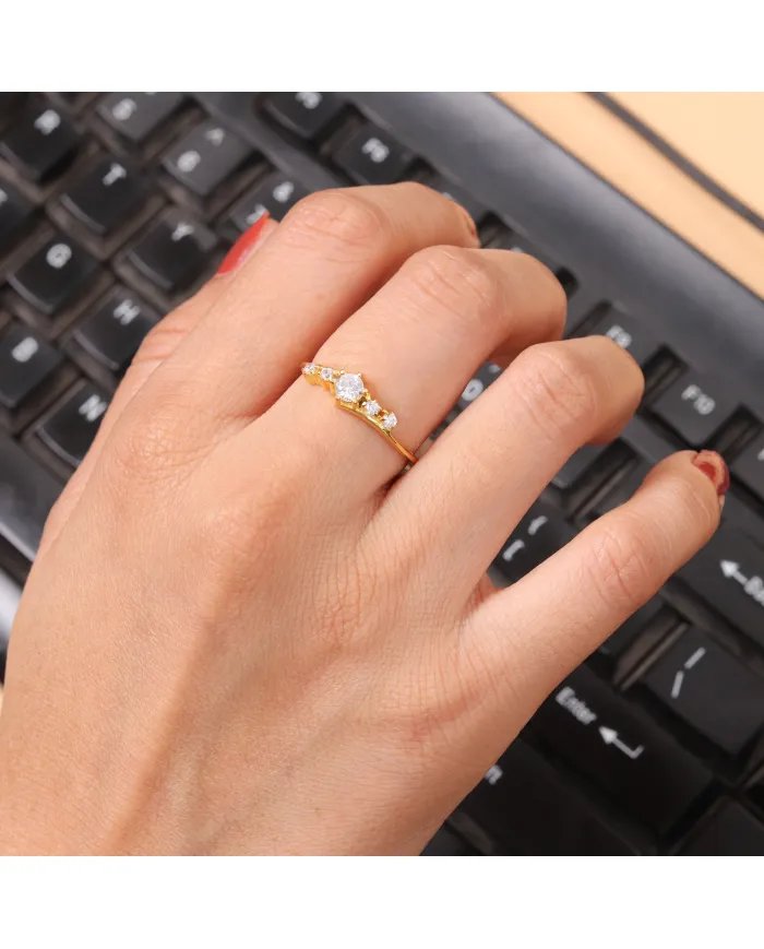 Sparkling Swarovski Crystal Ring – 925 Sterling Silver, Gold-Plated