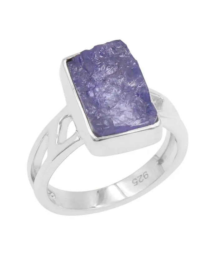 Raw Tanzanite Ring – 925 Sterling Silver Handmade Gemstone Jewelry