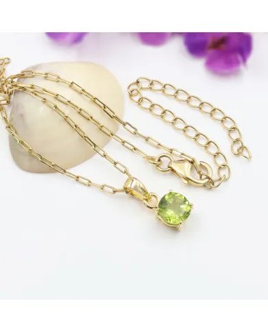 Peridot Pendant - Handmade Gold Plated 925 Silver Jewelry