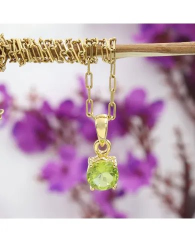 Peridot Pendant - Handmade Gold Plated 925 Silver Jewelry