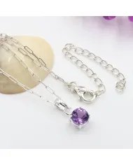 Amethyst Pendant - Handmade 925 Sterling Silver Minimalist Jewelry