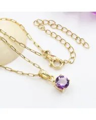 Amethyst Pendant - 925 Sterling Silver Minimalist Gemstone Jewelry