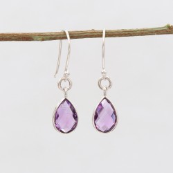 Tear Drop Earrings, Amethyst Earrings, Dangle Earrings, Silver Earrings, Statement Earrings, Ear Wire Earrings, Dainty Earrings