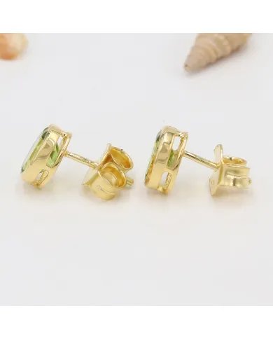 Peridot Stud Earrings - Gold Plated 925 silver Birthstone Jewelry