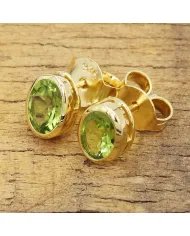 Peridot Stud Earrings - Gold Plated 925 silver Birthstone Jewelry
