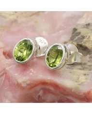 Peridot Gemstone Stud Earrings - 925 Sterling Silver Minimalist Jewelry