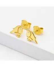 Moissanite Bird Stud Earrings - Gold Plated 925 Silver Animal Jewelry
