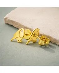 Moissanite Bird Stud Earrings - Gold Plated 925 Silver Animal Jewelry