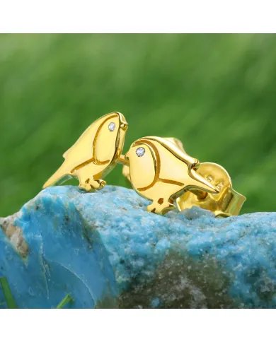 Bird Stud Earrings - Gold Plated 925 Silver Swarovski Crystals Jewelry