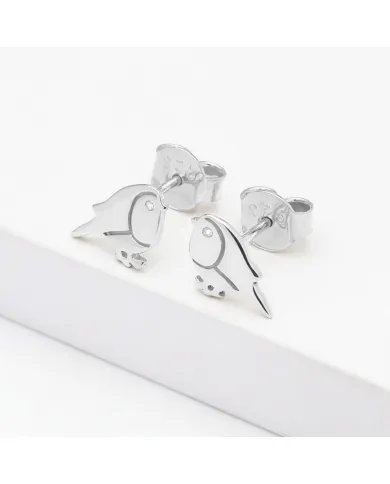 Moissanite Bird Stud Earrings - 925 Sterling Silver Animal Jewelry