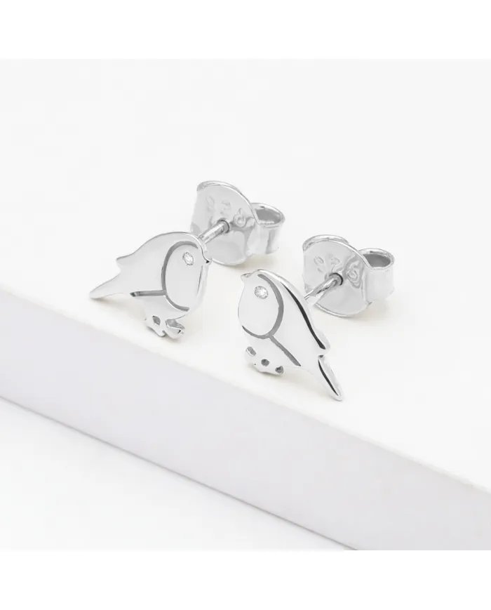 Moissanite Bird Stud Earrings - 925 Sterling Silver Animal Jewelry