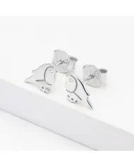 Bird Stud Earrings - 925 Sterling Silver Swarovski Crystals Jewelry